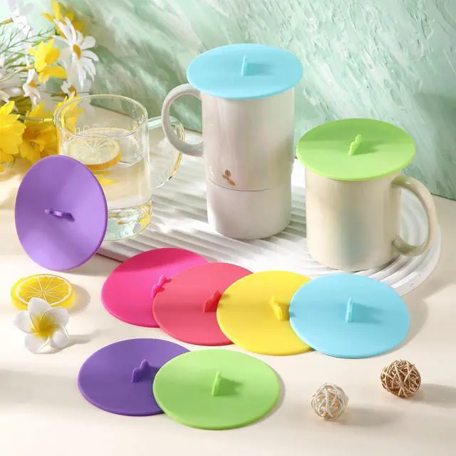 Alt view image 3 of 5 - Sets Silicone Cup Covers Multicolored Silicone Cup Lids Mug Cover Outdoor for Hot Drinks, Tea, Coffee, 6 Colors(Round,Bright Color)
