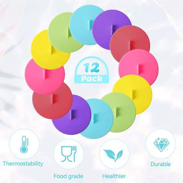 Alt view image 4 of 5 - Sets Silicone Cup Covers Multicolored Silicone Cup Lids Mug Cover Outdoor for Hot Drinks, Tea, Coffee, 6 Colors(Round,Bright Color)
