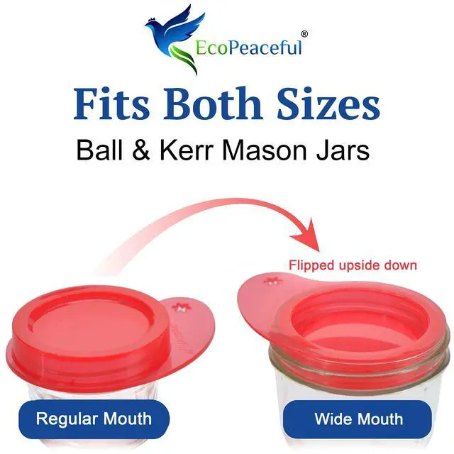 Alt view image 4 of 7 - 4 Pack Silicone Mason Jar Lids with Utensil Holder Same Mold & Fit No Straw Hole + PullTab