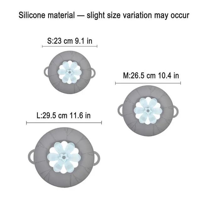 Alt view image 2 of 7 - 3pcs Silicone Lid Set, Microwave Splatter Cover, Reusable Heat Resistant Lids, Boil Safeguard, Spill Stopper, Multi-Function Kitchen Covers, Fridge Dishwasher Safe