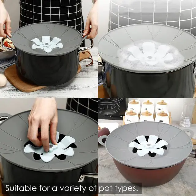Alt view image 4 of 7 - 3pcs Silicone Lid Set, Microwave Splatter Cover, Reusable Heat Resistant Lids, Boil Safeguard, Spill Stopper, Multi-Function Kitchen Covers, Fridge Dishwasher Safe