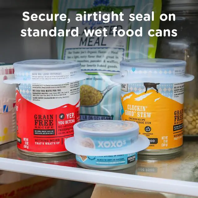 Alt view image 3 of 7 - Pet Reusable Puppy Essentials Dog Food Can Lids, Cat Food Lids for Cans, Airtight Seal, Dog Travel Accessories, Food Grade Silicone Stretch Lids, Freezer & Dishwasher Safe, 3-Pack
