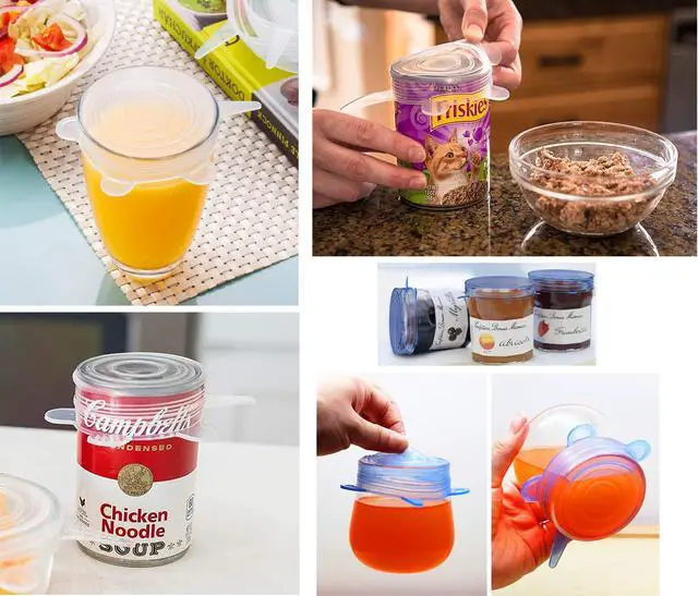 Alt view image 4 of 5 - Pet Food Can Lids, Silicone Stretch Can Lids Covers for Dog Cat Food, Reusable Expandable Universal Size Fit Most Cans and Jars, 4 Pack