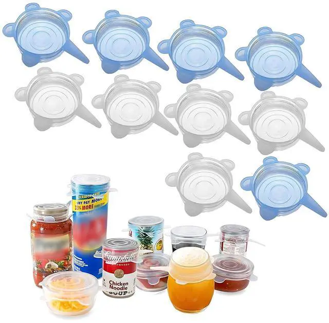 Main image of Silicone Can Lids (10 Pack, All 2.6'' Diameter), Reusable Silicone Stretch Lids for Pet Food Cans, BPA-free Seal Can Covers for Yogurt Jars Soda Regular Mason Jars Canned Pet Foods