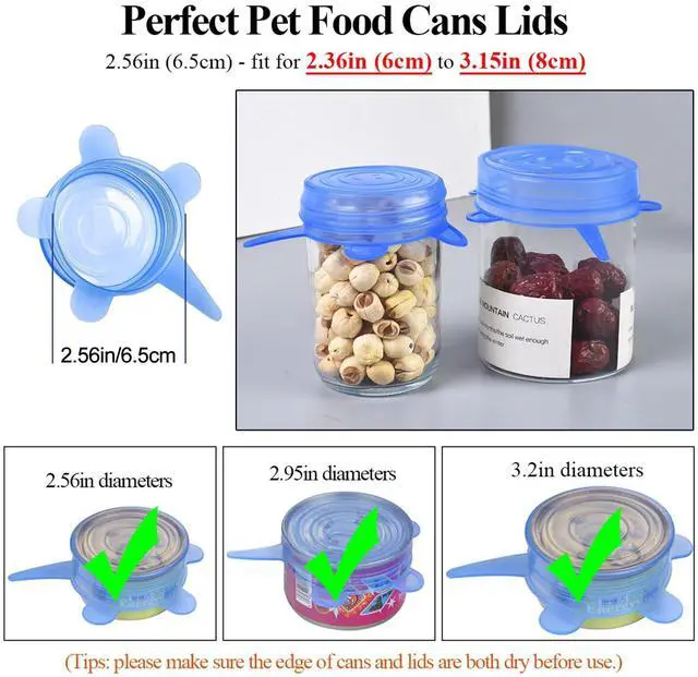Alt view image 2 of 7 - Silicone Can Lids (10 Pack, All 2.6'' Diameter), Reusable Silicone Stretch Lids for Pet Food Cans, BPA-free Seal Can Covers for Yogurt Jars Soda Regular Mason Jars Canned Pet Foods