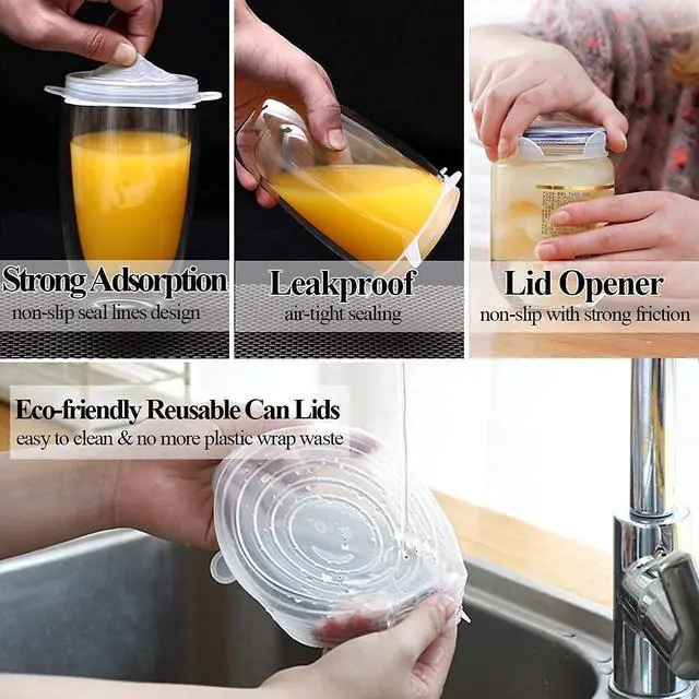 Alt view image 6 of 7 - Silicone Can Lids (10 Pack, All 2.6'' Diameter), Reusable Silicone Stretch Lids for Pet Food Cans, BPA-free Seal Can Covers for Yogurt Jars Soda Regular Mason Jars Canned Pet Foods
