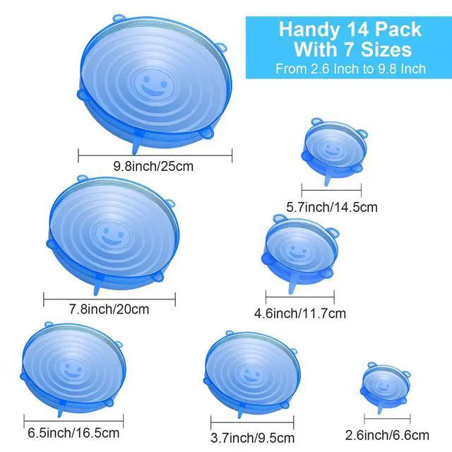 Alt view image 2 of 7 - PCS Reusable Silicone Stretch and Seal Lids for Food Storage, Flexible Round Silicone Bowl Covers, 7 Different Sizes - Keep Food Fresh