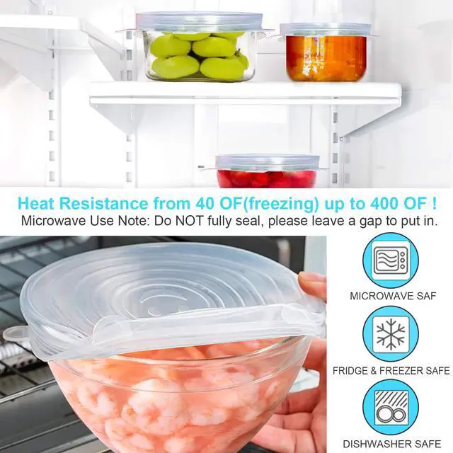 Alt view image 4 of 7 - PCS Reusable Silicone Stretch and Seal Lids for Food Storage, Flexible Round Silicone Bowl Covers, 7 Different Sizes - Keep Food Fresh