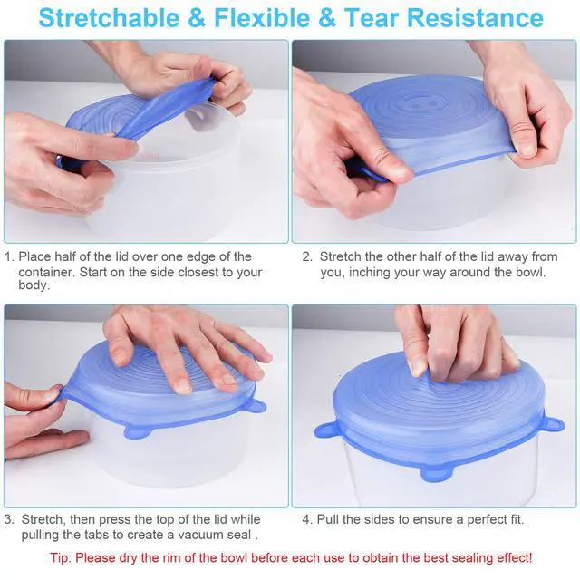 Alt view image 5 of 7 - PCS Reusable Silicone Stretch and Seal Lids for Food Storage, Flexible Round Silicone Bowl Covers, 7 Different Sizes - Keep Food Fresh
