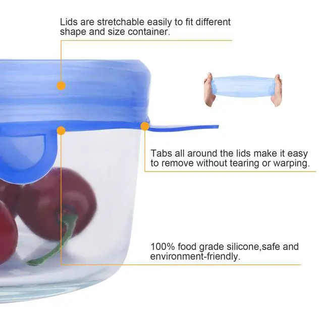 Alt view image 6 of 7 - PCS Reusable Silicone Stretch and Seal Lids for Food Storage, Flexible Round Silicone Bowl Covers, 7 Different Sizes - Keep Food Fresh