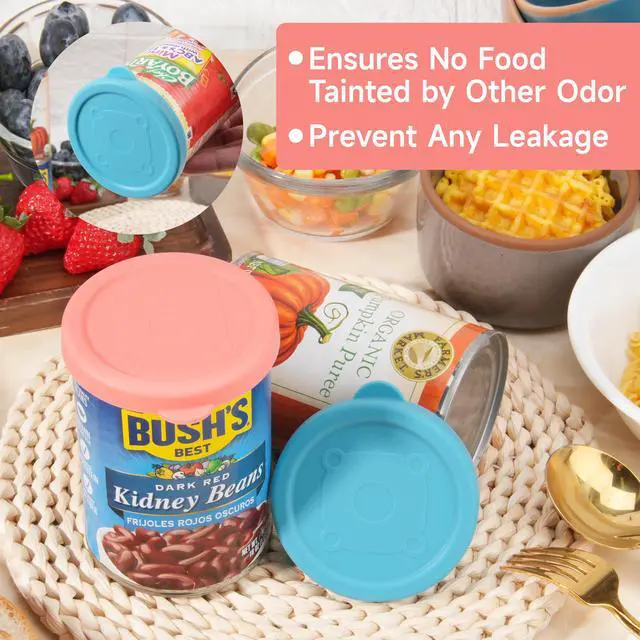 Alt view image 5 of 7 - 2PCs 3.0-inch Silicone Can Lids for Chef Boyardee | Van Camp's | Goya | Bush's Best | Farmer's Market Can, Can Cover for Canned Goods, Soup Can Cap, Fit Most Standard Size, Dishwasher Safe (Lids ONLY)
