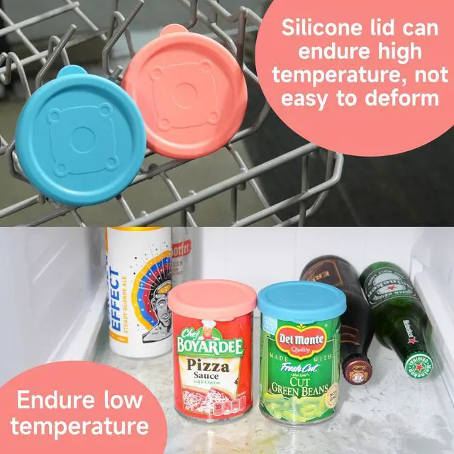 Alt view image 6 of 7 - 2PCs 3.0-inch Silicone Can Lids for Chef Boyardee | Van Camp's | Goya | Bush's Best | Farmer's Market Can, Can Cover for Canned Goods, Soup Can Cap, Fit Most Standard Size, Dishwasher Safe (Lids ONLY)
