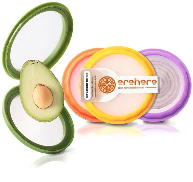 Main image of Silicone Food Storage Containers, 4Pcs Avocado Saver Produce Holder
