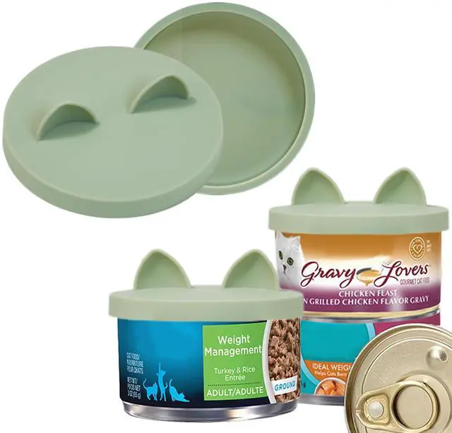Main image of Pack Cat Food Can Lids, Small Size (3 oz) Silicone Pet Food Can Lids Covers for 3 oz Cat Food Cans, Light Green