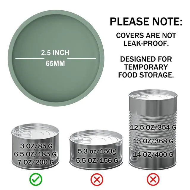 Alt view image 2 of 5 - Pack Cat Food Can Lids, Small Size (3 oz) Silicone Pet Food Can Lids Covers for 3 oz Cat Food Cans, Light Green