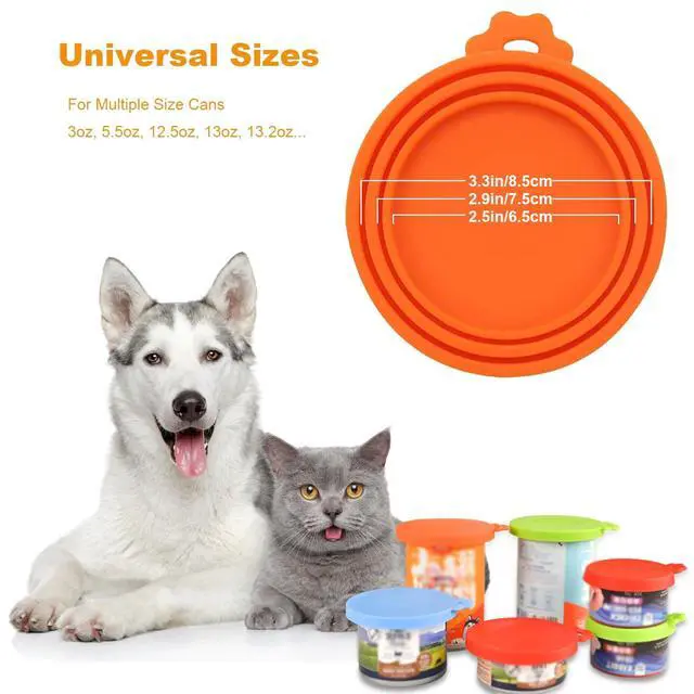 Alt view image 3 of 6 - Pack Silicone Pet Food Can Lids, Universal Dog & Cat Food Covers, Fits 3 to 13.2 oz Cans, Airtight, BPA-Free, Dishwasher Safe, Reusable