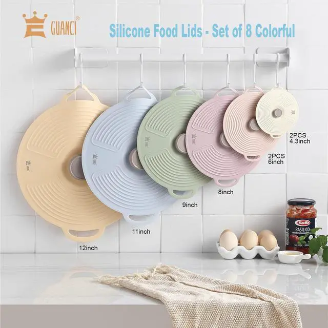 Alt view image 2 of 6 - Silicone Lids for Bowl 8 Pack, Microwave Splatter Cover with 6 Sizes Reusable Heat Resistant Lids Fits Cups, Bowls, Plates, Pots, Pans, Skillets, Stove Top, Oven, Fridge Dishwasher Safe