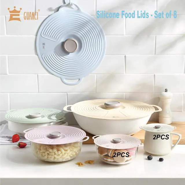 Alt view image 3 of 6 - Silicone Lids for Bowl 8 Pack, Microwave Splatter Cover with 6 Sizes Reusable Heat Resistant Lids Fits Cups, Bowls, Plates, Pots, Pans, Skillets, Stove Top, Oven, Fridge Dishwasher Safe