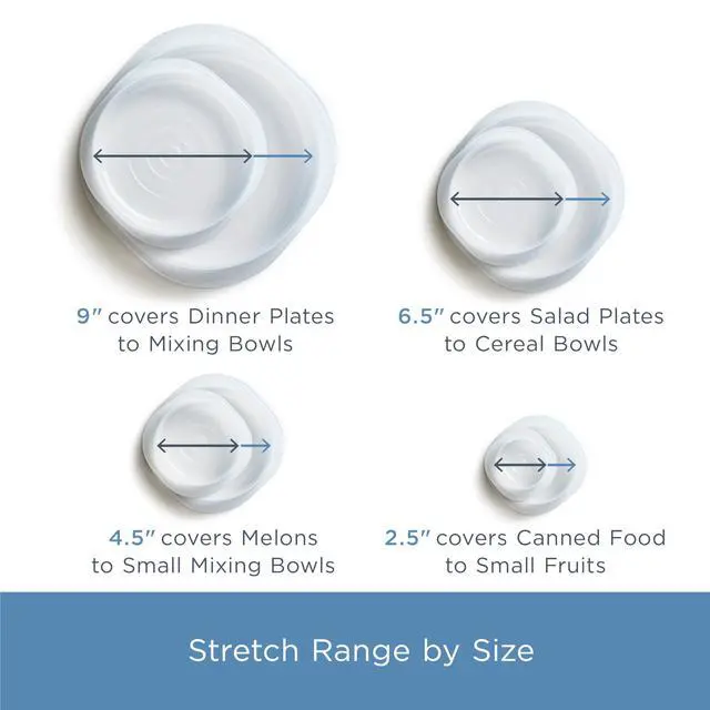Alt view image 3 of 7 - Premium Reusable Silicone Stretch Lids, Clear, 4pk of 9, 6.5, 4.5, and 2.5 Lids, Airtight Seal, Food Container Covers, BPA Free, Leak-Free, Dishwasher Safe, Microwave Safe, Eco-Friendly