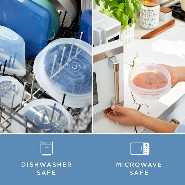 Alt view image 5 of 7 - Premium Reusable Silicone Stretch Lids, Clear, 4pk of 9, 6.5, 4.5, and 2.5 Lids, Airtight Seal, Food Container Covers, BPA Free, Leak-Free, Dishwasher Safe, Microwave Safe, Eco-Friendly