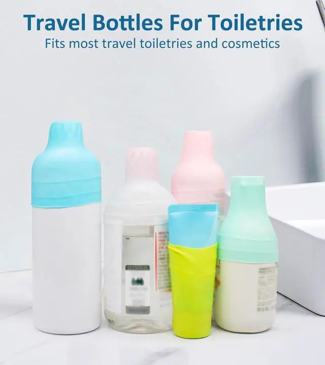 Alt view image 3 of 7 - Pack Travel Essentials Accessories Silicone Bottle Covers, Cruise Essentials, Beach Vacation Essentials for Women Men, Elastic Sleeves for Leak Proofing, Fit Travel Size Bottles Toiletries
