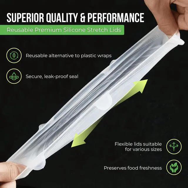Alt view image 5 of 7 - Reusable Silicone Stretch Lids for Food Storage in Fridge - Elastic Heat-Resistant Bowl Covers, Cups, Cans, Jars - Universal Food Grade Lid for Round and Rectangle Containers - Dishwasher Safe -7 Pack