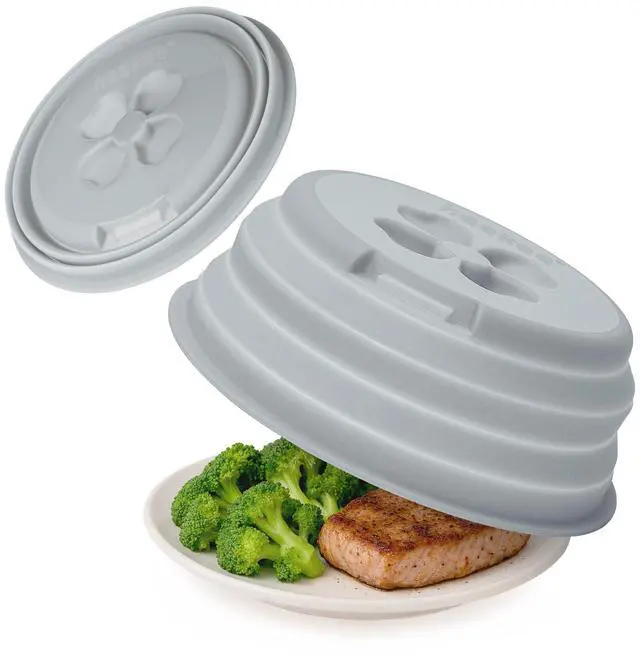 Main image of Collapsible Silicone Microwave Splatter Cover for Food, 11.5 Inch Vented Microwave Plate Cover with Easy-Lift Grip, Dishwasher Safe, Heat Resistant