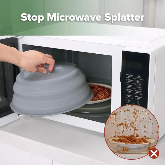 Alt view image 2 of 7 - Collapsible Silicone Microwave Splatter Cover for Food, 11.5 Inch Vented Microwave Plate Cover with Easy-Lift Grip, Dishwasher Safe, Heat Resistant