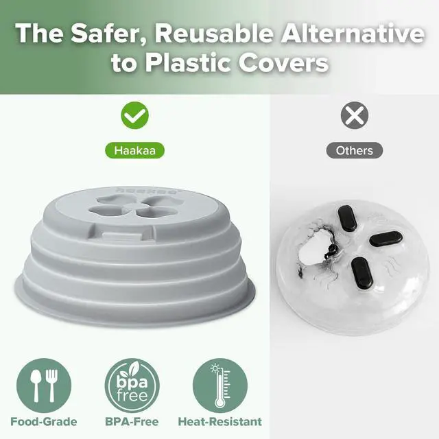 Alt view image 5 of 7 - Collapsible Silicone Microwave Splatter Cover for Food, 11.5 Inch Vented Microwave Plate Cover with Easy-Lift Grip, Dishwasher Safe, Heat Resistant
