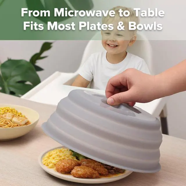 Alt view image 6 of 7 - Collapsible Silicone Microwave Splatter Cover for Food, 11.5 Inch Vented Microwave Plate Cover with Easy-Lift Grip, Dishwasher Safe, Heat Resistant