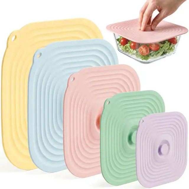 Main image of Microwave Splatter Cover for Food, 5 Pack Silicone Reusable Lids, Airtight Suction Covers for Bowls Cups Pots Pans Skillets, Heat Resistant BPA-Free, Microwave Oven Fridge Dishwasher Safe