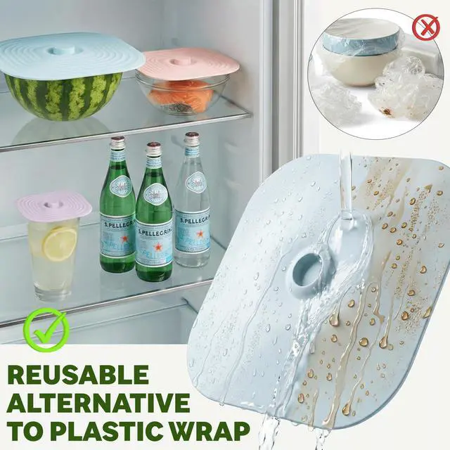 Alt view image 6 of 7 - Microwave Splatter Cover for Food, 5 Pack Silicone Reusable Lids, Airtight Suction Covers for Bowls Cups Pots Pans Skillets, Heat Resistant BPA-Free, Microwave Oven Fridge Dishwasher Safe