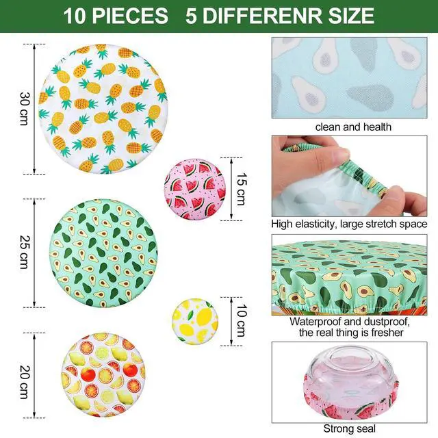 Alt view image 2 of 7 - Reusable Bowl Covers for Bread Proofing Stretch Cloth Fabric Halloween Summer Style Bowl Covers with Elastic Bread Sourdough Lids for Food Storage and Food Preservation
