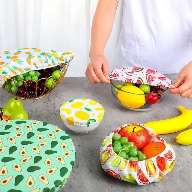 Alt view image 7 of 7 - Reusable Bowl Covers for Bread Proofing Stretch Cloth Fabric Halloween Summer Style Bowl Covers with Elastic Bread Sourdough Lids for Food Storage and Food Preservation