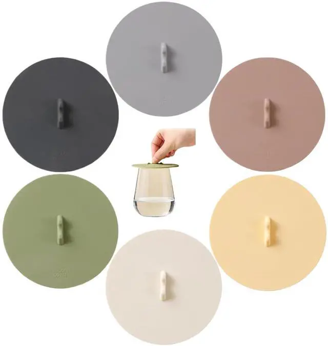 Main image of flower Silicone Cup Covers (Set of 6), Multicolored Silicone Lids for Mugs, Cups, Flexible Mug Covers, Tea Pots, Hot Cup Lids for Coffee & Tea (Style A)