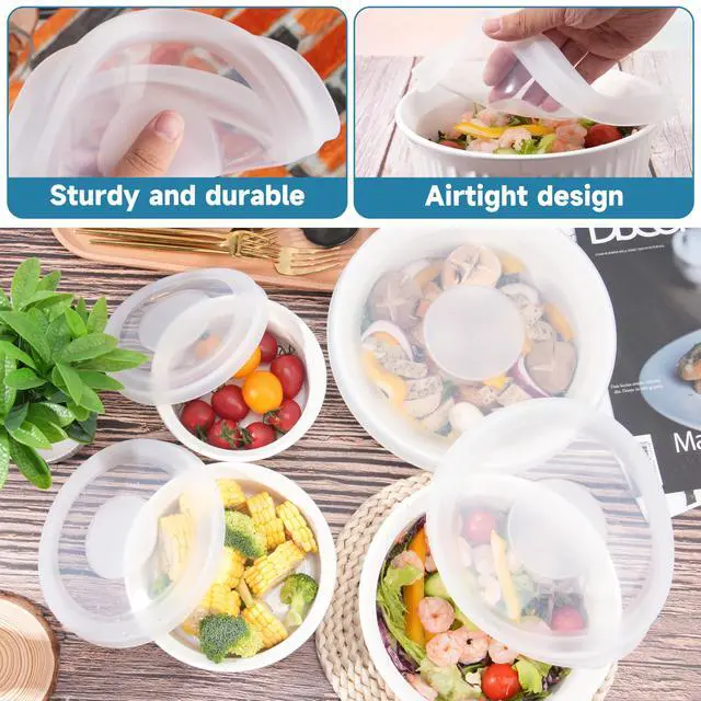 Alt view image 4 of 7 - Silicone Lids for CorningWare 16 Ounce Round Dish, 2 Pack Reusable Covers for CorningWare F-16-PC French White Baking Dish (Dishes not Included) Dishwasher & Microwave & Freezer Safe