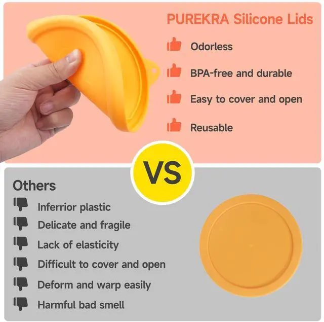 Alt view image 4 of 7 - 2 Pack Silicone Replacement Lids Only Fit for Pyrex 7401-S 3-Cup Sculpted Glass Mixing Bowls, Small Size Silicone Covers, Dishwasher & Microwave Safe