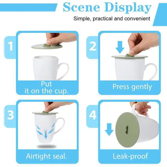 Alt view image 6 of 7 - Silicone Lids for Cups, Silicone Cup Covers, Colored Universal Cup Lids, Reusable Mug Cover, Food Grade Dust-proof Airtight Seal Lids for Mugs Tea Cups Coffee Cup