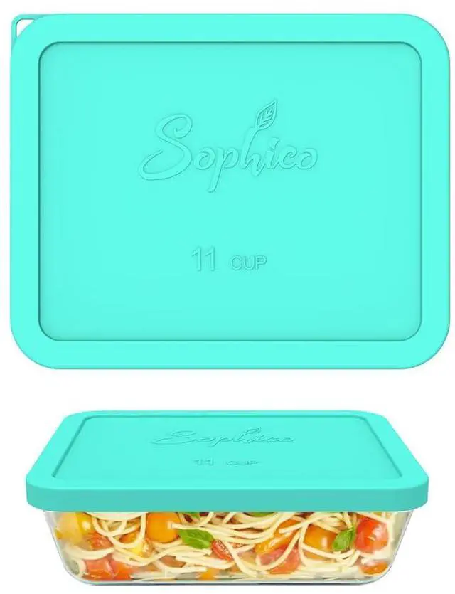 Main image of Cup Rectangle Silicone Storage Cover Lids Replacement for Pyrex 7212-PC Glass Bowls, Container not Included (MINT- 1PACK)