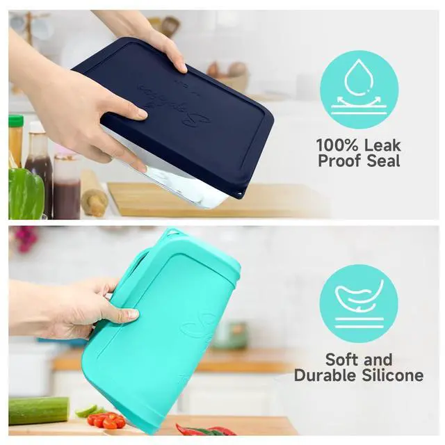 Alt view image 4 of 7 - Cup Rectangle Silicone Storage Cover Lids Replacement for Pyrex 7212-PC Glass Bowls, Container not Included (MINT- 1PACK)