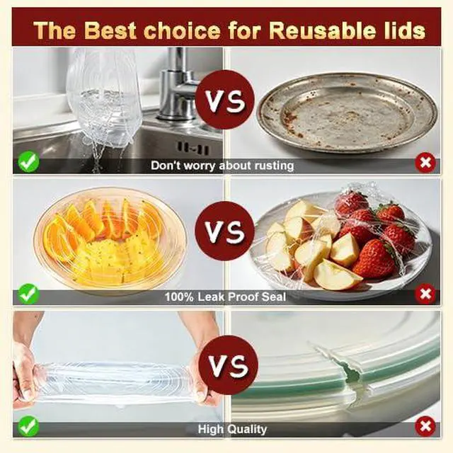 Alt view image 7 of 7 - Reusable Silicone Stretch Fresh-Keeping Lids, 6 Sizes 2.6/3.6/4.4/5.5/6.3/7.5 Inches Food Storage Covers, Fit Cup, Bowl, Plate, Fruit and Glass Bowl to Keep Food Fresh