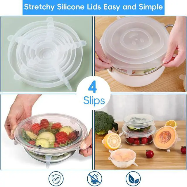 Alt view image 4 of 7 - 12PCS Silicone Stretch Lids for Food Storage, 6 Specifications of Reusable Silicone Bowl Cover, Suitable for Various Food Containers, High and Low Temperature Scenarios (Microwave Ovens, Freezers)