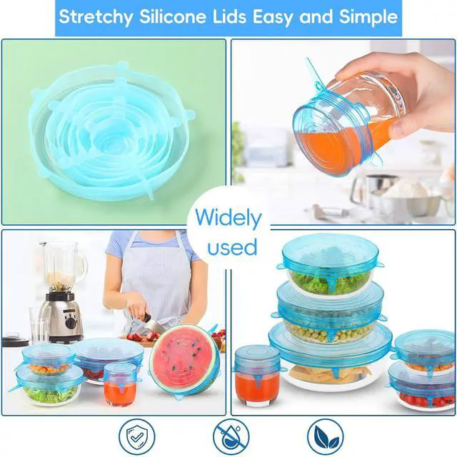 Alt view image 5 of 7 - 12PCS Silicone Stretch Lids for Food Storage, 6 Specifications of Reusable Silicone Bowl Cover, Suitable for Various Food Containers, High and Low Temperature Scenarios (Microwave Ovens, Freezers)