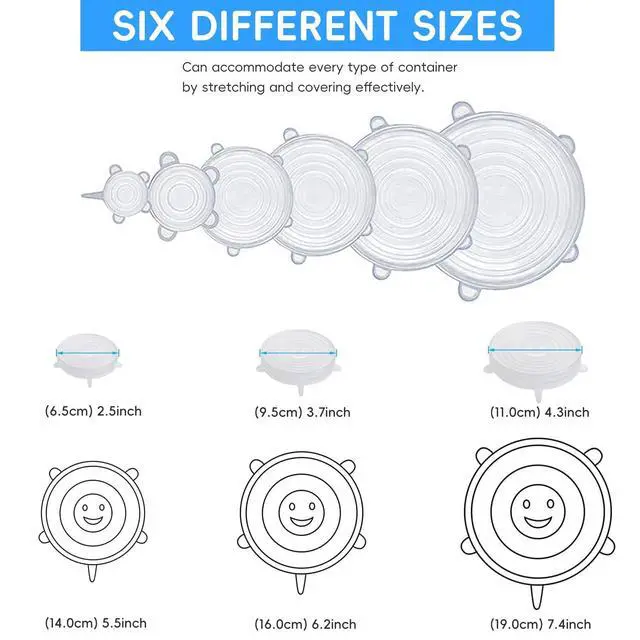 Alt view image 7 of 7 - 12PCS Silicone Stretch Lids for Food Storage, 6 Specifications of Reusable Silicone Bowl Cover, Suitable for Various Food Containers, High and Low Temperature Scenarios (Microwave Ovens, Freezers)