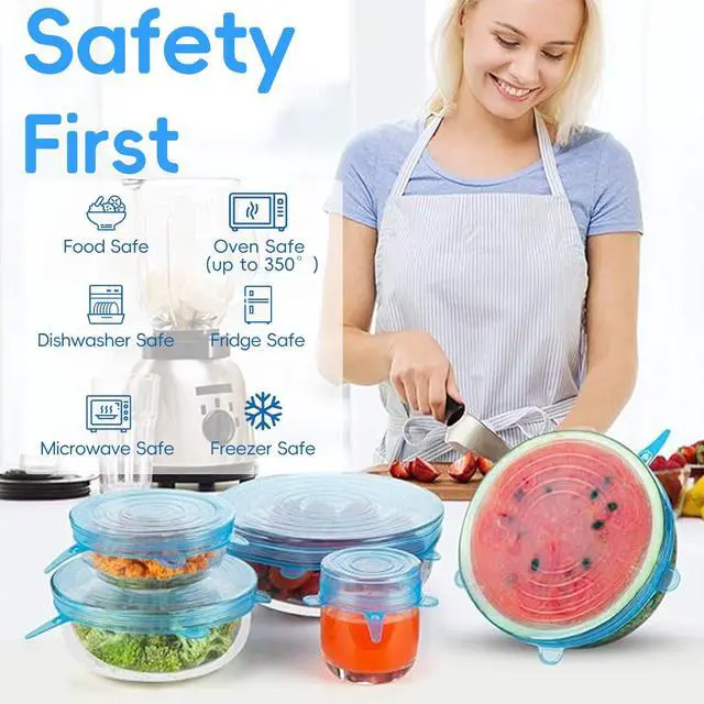 Alt view image 6 of 7 - 12PCS Silicone Stretch Lids for Food Storage, 6 Specifications of Reusable Silicone Bowl Cover, Suitable for Various Food Containers, High and Low Temperature Scenarios (Microwave Ovens, Freezers)