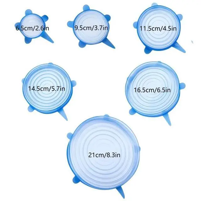 Alt view image 2 of 7 - 12 pcs Silicone Stretch lids set, 6 Sizes, Reusable Food Storage Covers Silicone Bowl CoversFlexible to Fit All Shape of Containers Food Cover to Keep Food Fresh (blue,white)