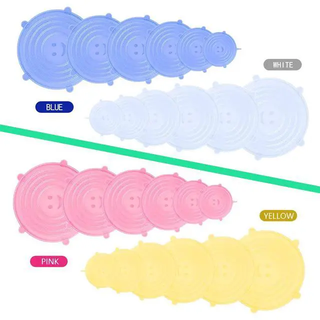 Alt view image 7 of 7 - 12 pcs Silicone Stretch lids set, 6 Sizes, Reusable Food Storage Covers Silicone Bowl CoversFlexible to Fit All Shape of Containers Food Cover to Keep Food Fresh (blue,white)