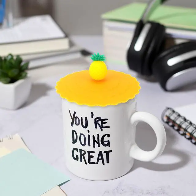 Alt view image 4 of 7 - 8 Pcs Silicone Cup Lids Mug Cover Colorful Anti-dust Coffee Cup Mug Covers Cute Silicone Mug Lid Cover for Cups Mugs Outdoors and Indoors(Style 1
