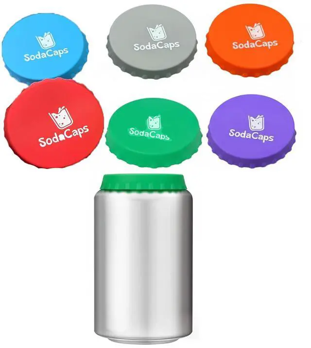 Main image of Silicone Soda Can Covers Reusable (Pack of 6) Soda Can Lids to Keep Carbonation Fresh, Stretch Fit Can Covers for Soda, Energy Drinks & Slim Cans | BPA-Free Silicone Lids