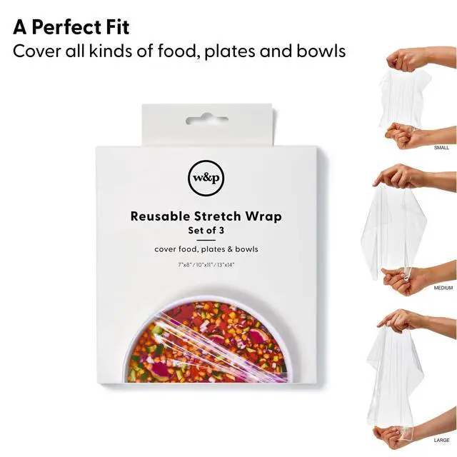 Alt view image 3 of 7 - Reusable Silicone Stretch Wrap, 1 Box with 3 Wraps (7x8, 10x11, 13x14), Oven, Dishwasher, Microwave & Freezer Safe, BPA Free